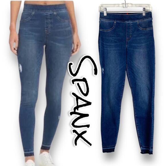 SPANX Denim - Spanx Distressed Ankle Skinny Jeans Medium Wash Womens Size Medium